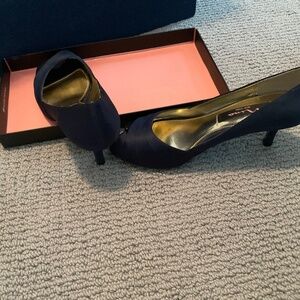 Navy blue silk dress shoes
